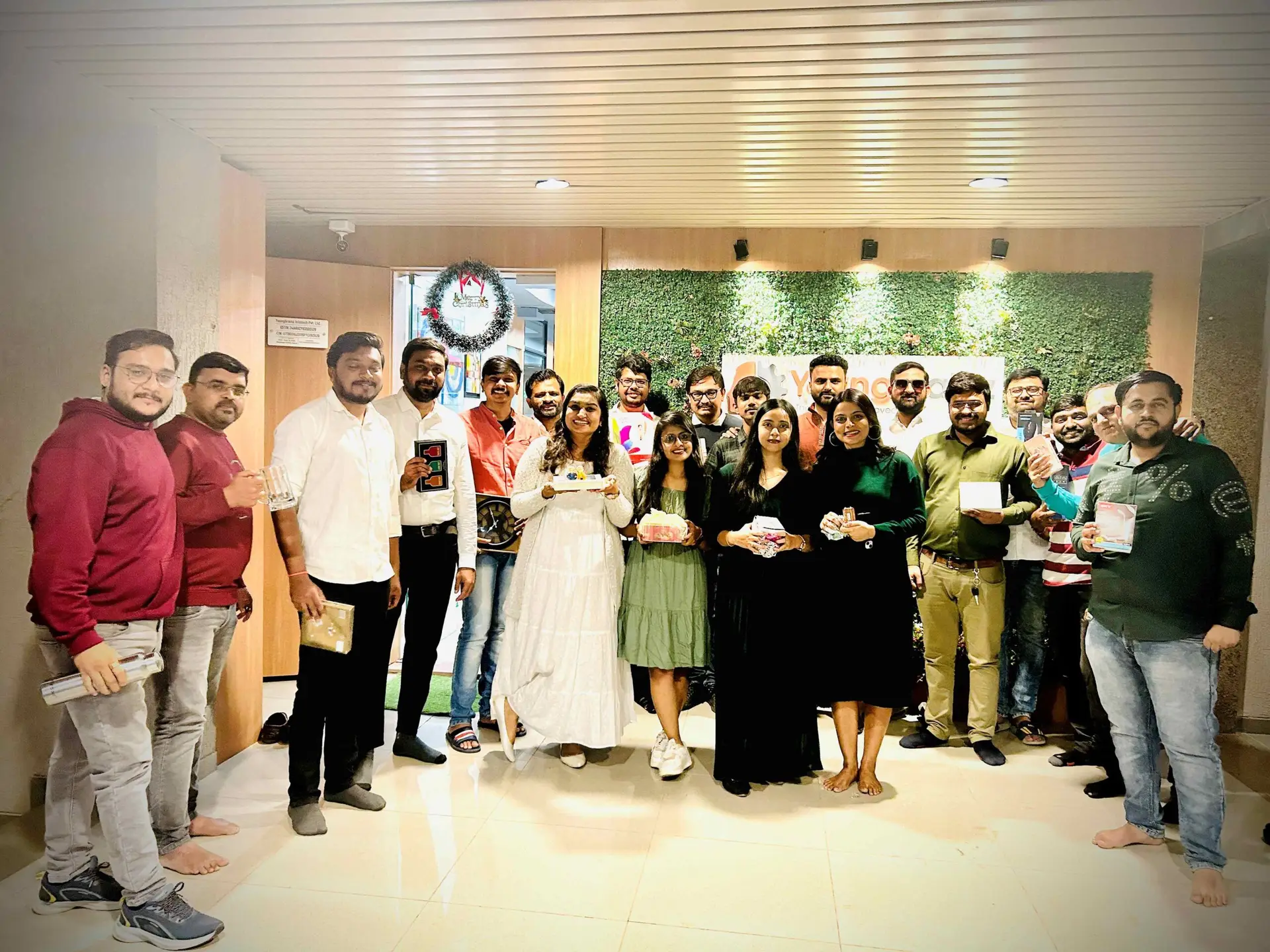 Group Photo on Christmas day with gifts